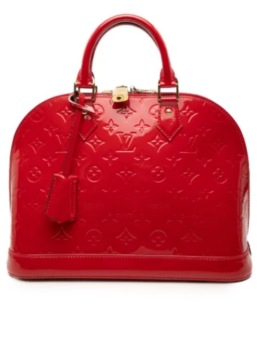 Louis Vuitton Red Vernis Alma Satchel with Gold Hardware - Picture 3 of 15
